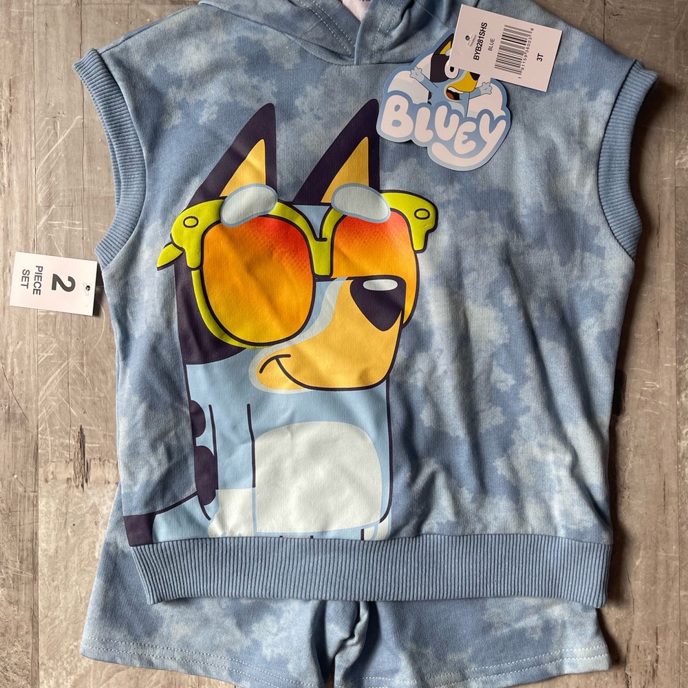 Bluey Sleeveless Hoodie and Shorts Set